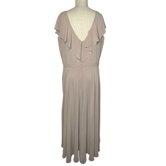 Morilee by Madeline Gardner Latte Taupe Long Gown Chiffon Dress Plus size - Picture 8 of 13